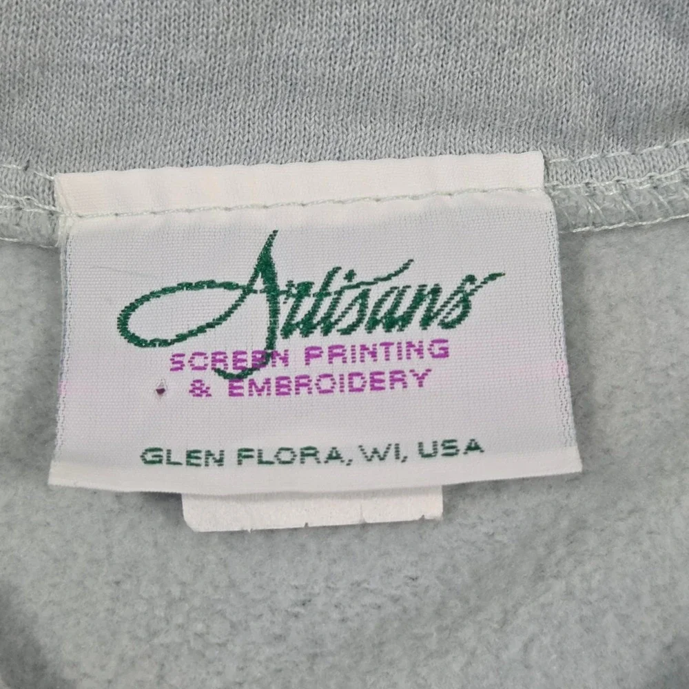 Vtg Artisans Women Medium Blue Embroidered Button Up Cottagecore Prairie Grandma